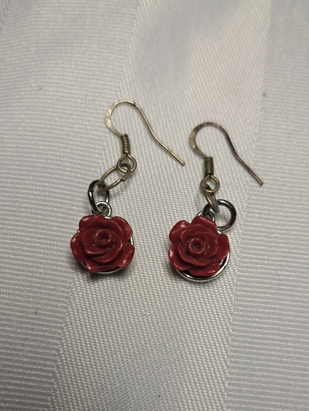 Red Rose Drop Earrings. Romantic - Women Jewelry
